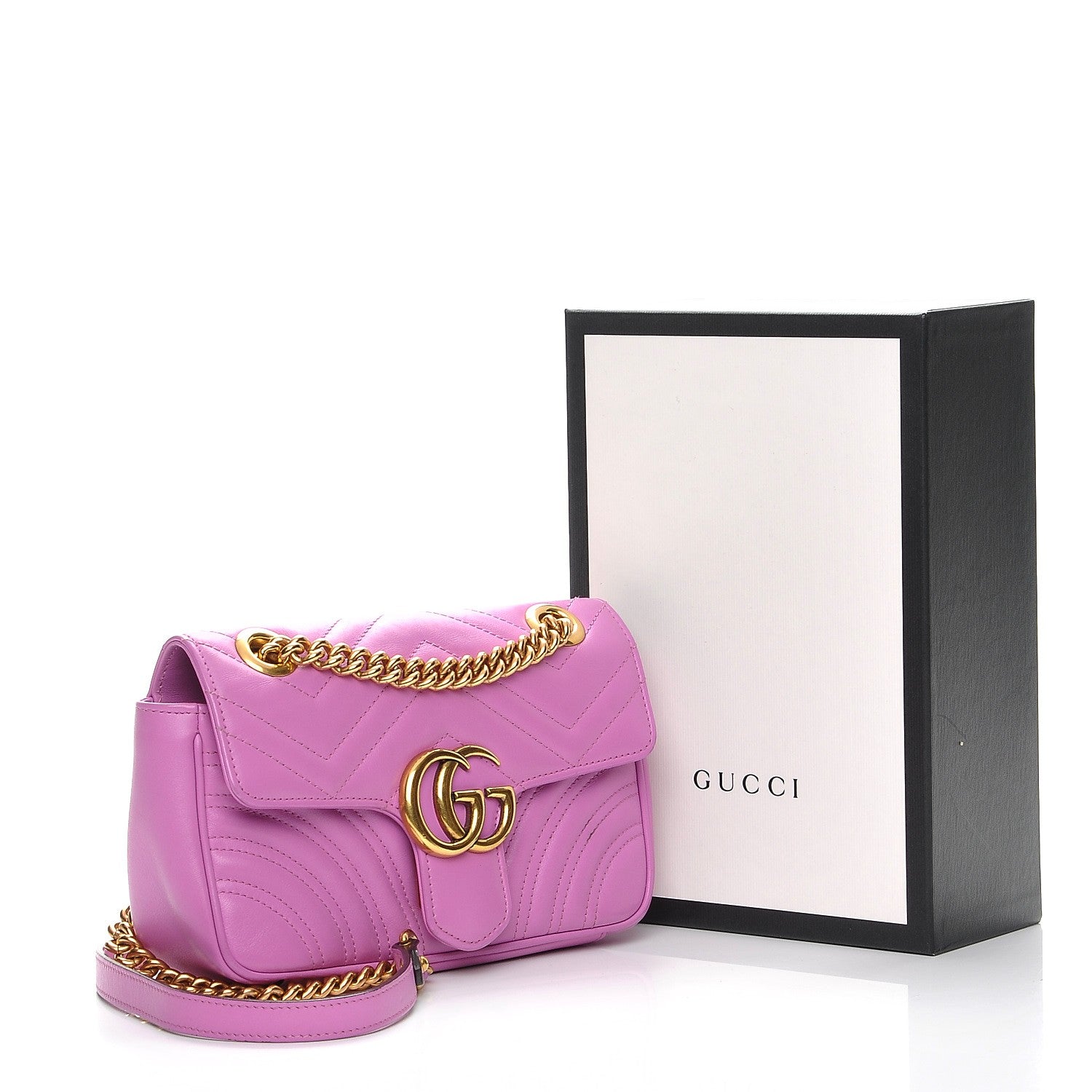 Gucci Calfskin Matelasse Mini GG Marmont Shoulder Bag Candy Mousse 9 of 9