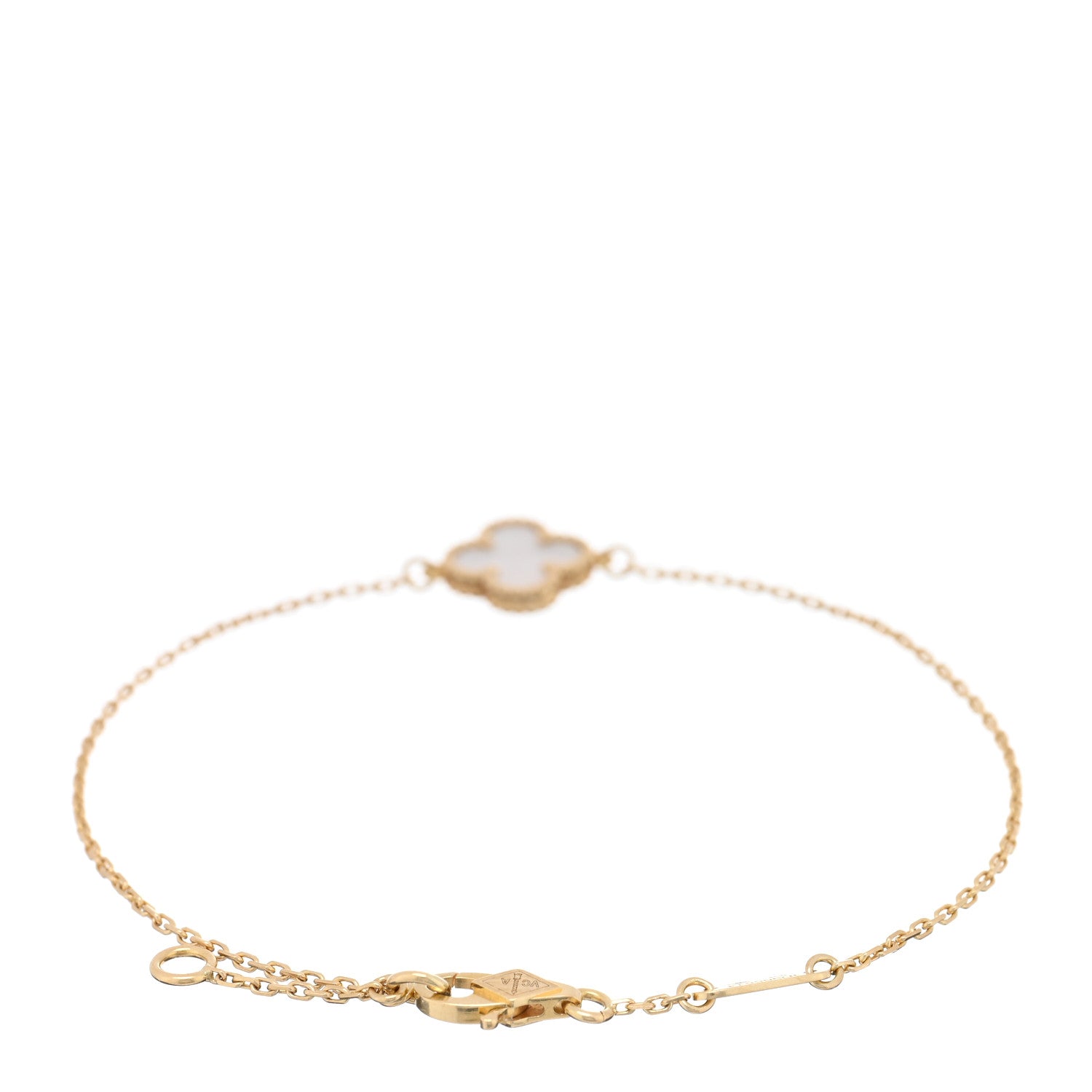 Van Cleef & Arpels 18K Yellow Gold Mother of Pearl Sweet Alhambra Bracelet 2 of 4