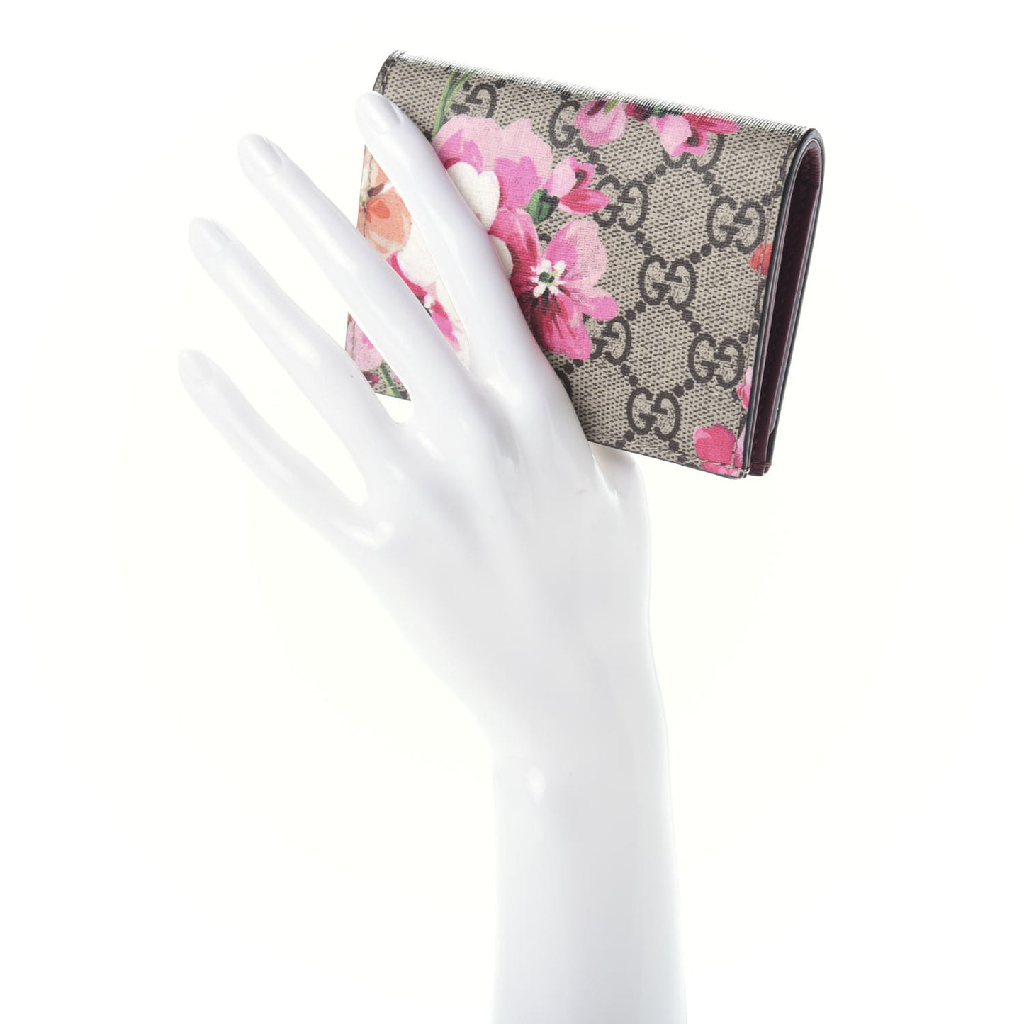 GG Supreme Monogram Blooms Card Case Beige Multicolor Dry Rose