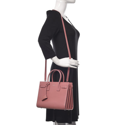 Saint Laurent Grained Calfskin Baby Sac De Jour Dark Rose 3 of 16