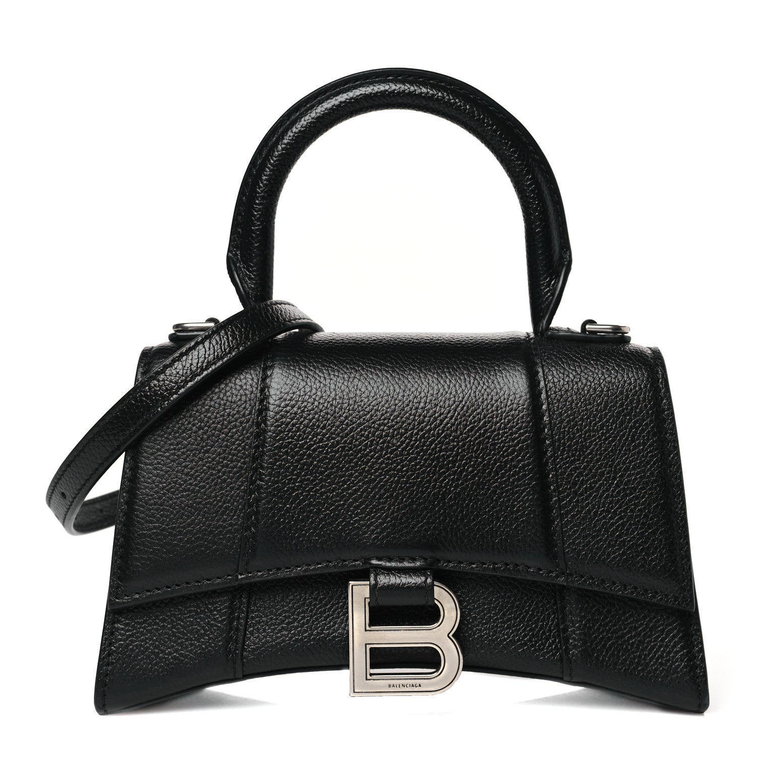 Balenciaga Grained Calfskin Hourglass Top Handle Bag XS Black 1 of 10