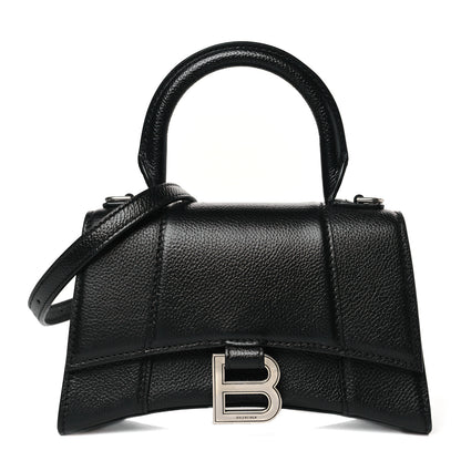 Balenciaga Grained Calfskin Hourglass Top Handle Bag XS Black 1 of 10