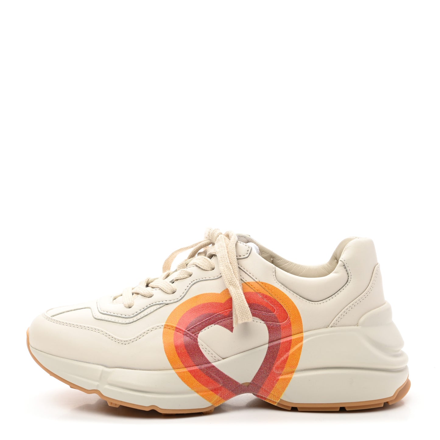 Calfskin Interlocking G Heart Rhyton Sneakers 35.5 Mystic White