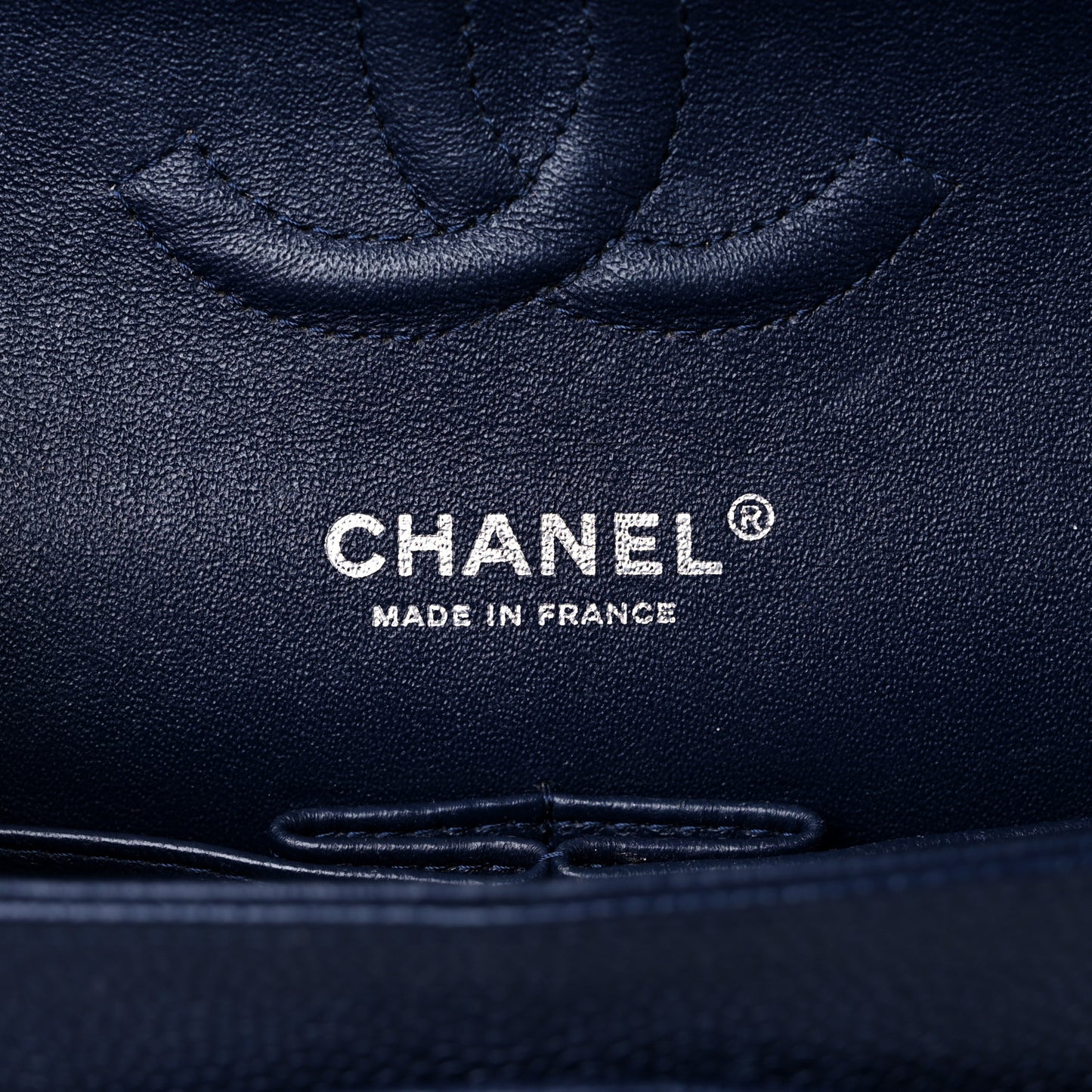 Caviar Quilted Medium Double Flap Navy