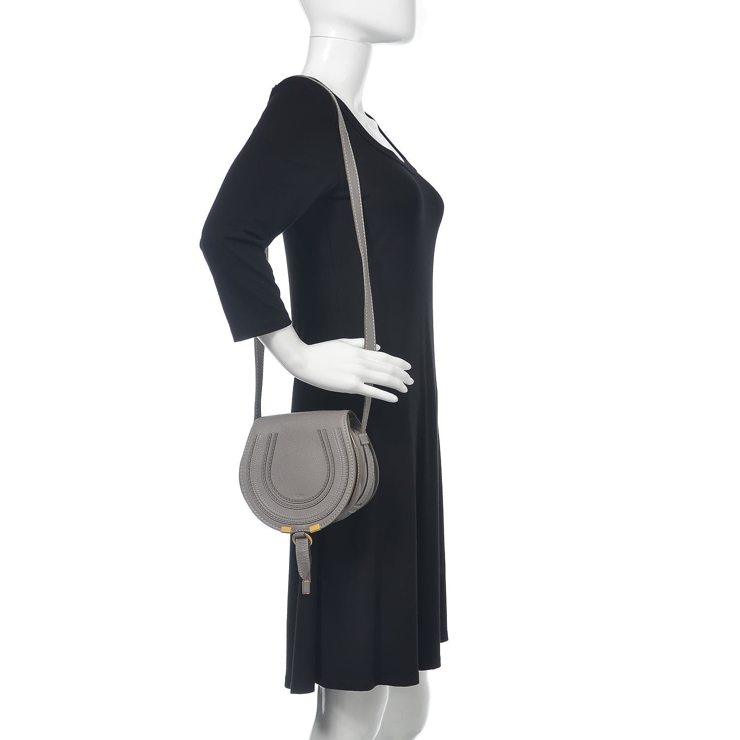 Chloe Calfskin Mini Marcie Round Crossbody Bag Cashmere Grey 2 of 13