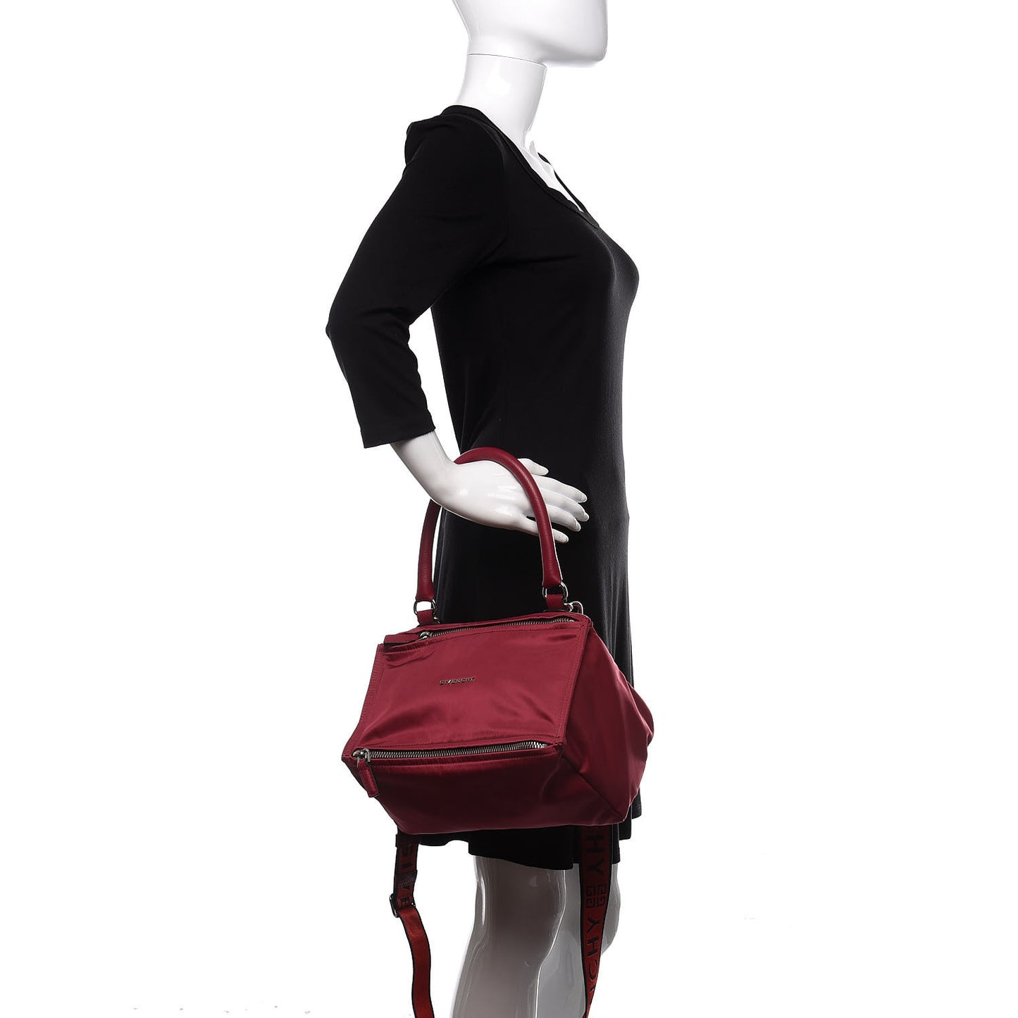 Nylon 4G Small Pandora Burgundy Red