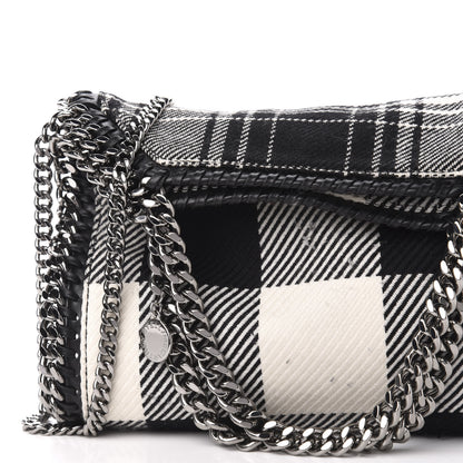 Stella McCartney Wool Plaid Mini Falabella Fold Over Tote Black White 13 of 13