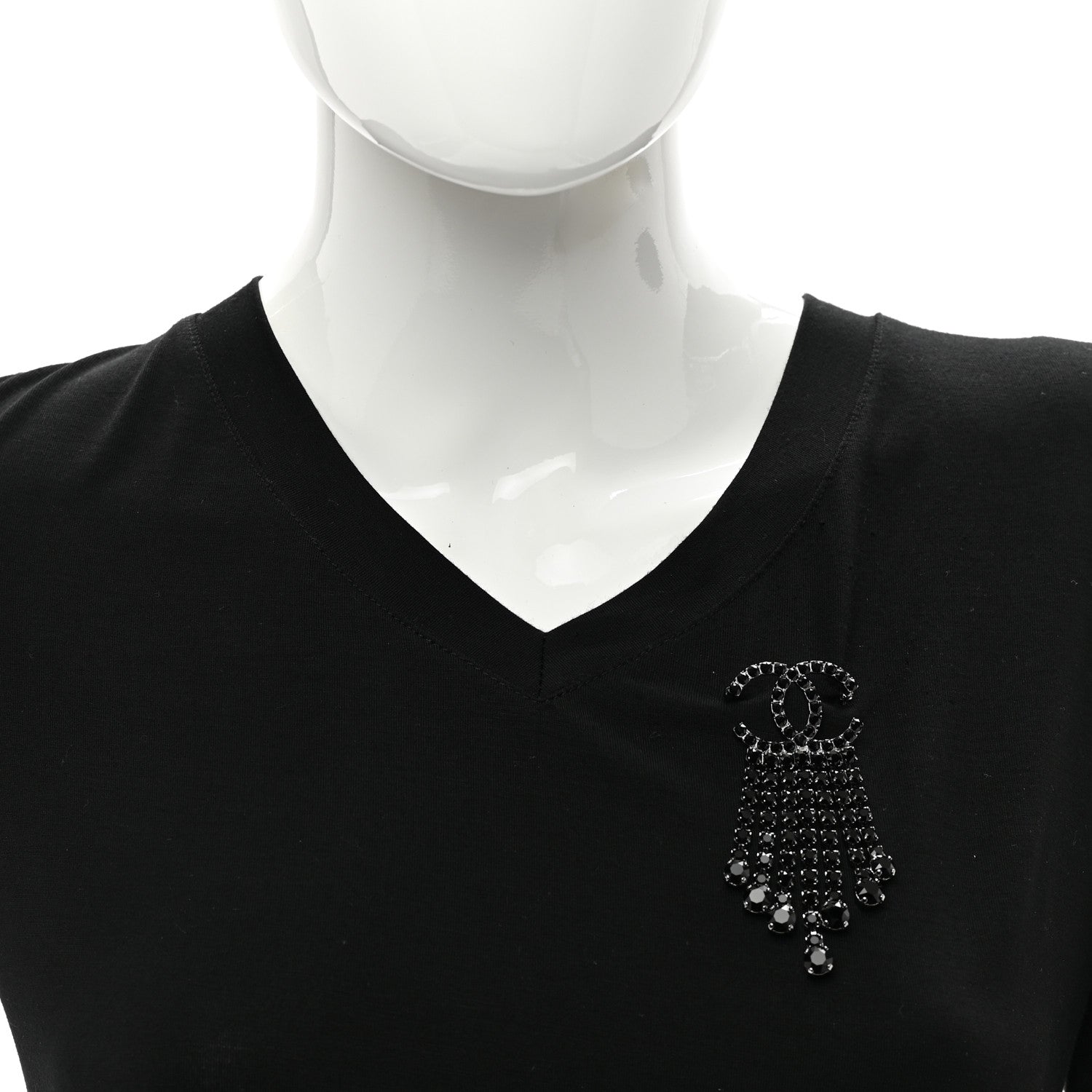 Chanel Crystal Fringe CC Brooch Black 2 of 4