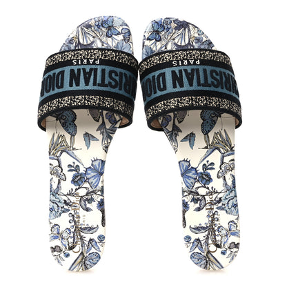 Christian Dior Canvas Embroidered Butterfly Dway Mules Slide Sandals 40 White Blue 2 of 9