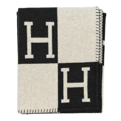 Hermes Wool Cashmere Avalon III Blanket Ecru Black 1 of 3