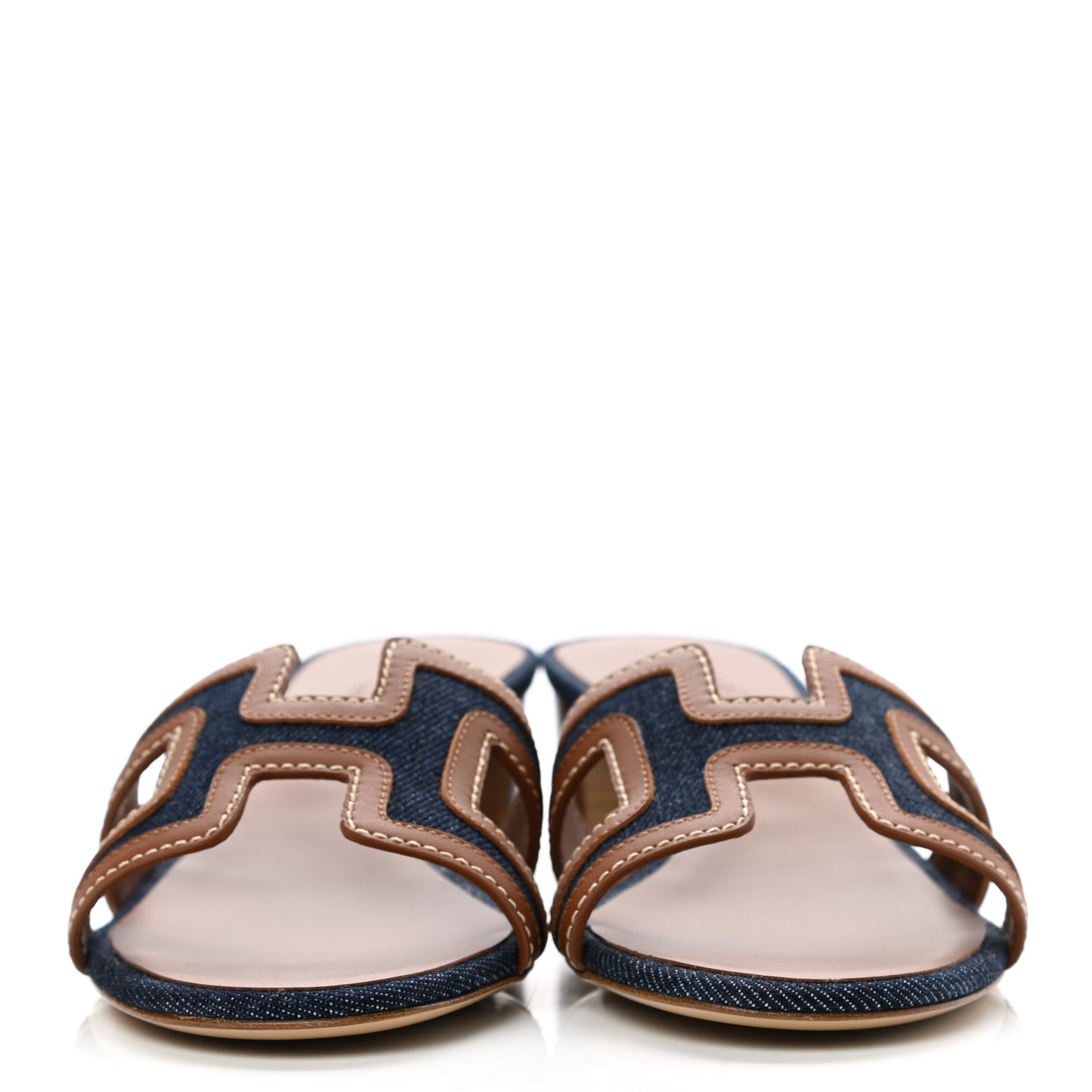 Calfskin Denim Oasis Sandals 35 Bleu Brut Gold