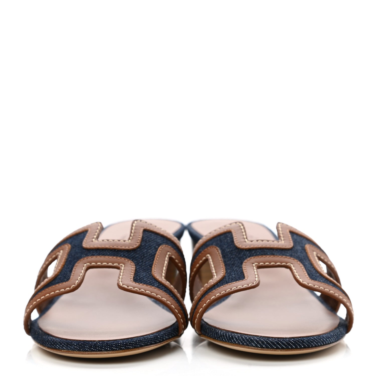 Hermes Calfskin Denim Oasis Sandals 35 Bleu Brut Gold 2 of 9