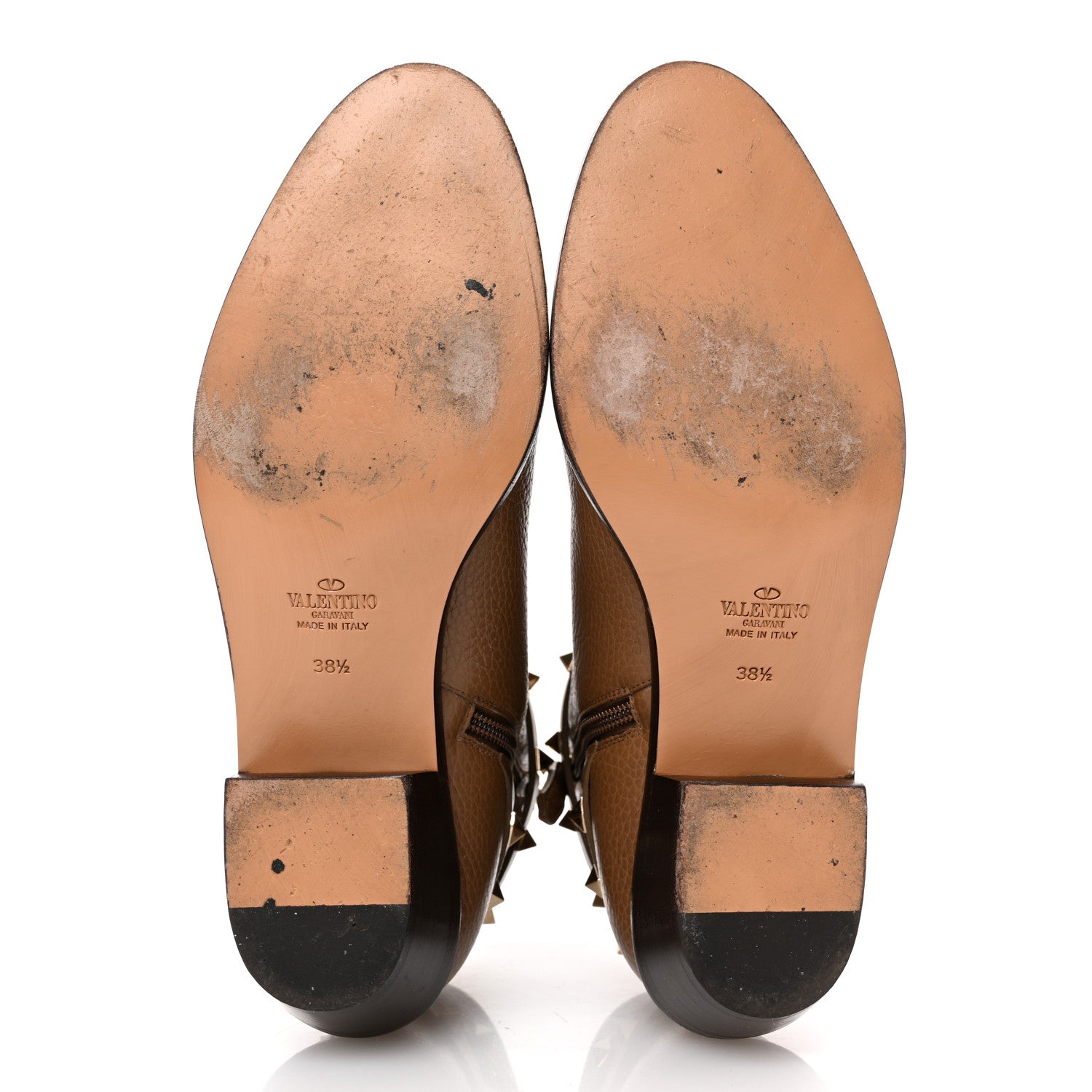 Valentino Garavani Grained Calfskin Rockstud Single Buckle 35mm Cowboy Ankle Boots 38.5 Nocciola 6 of 11