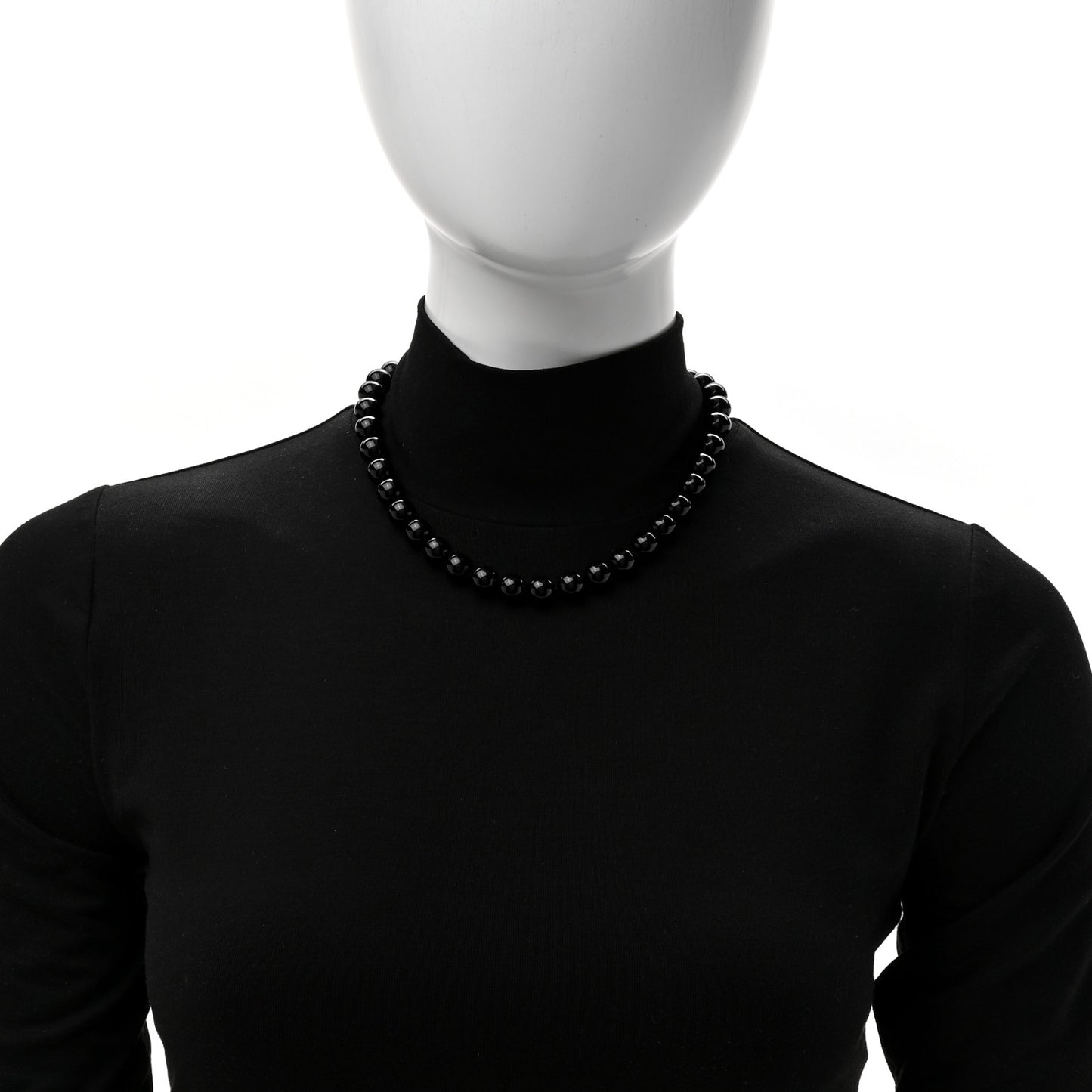 Sterling Silver Black Onyx 10mm Bead Necklace