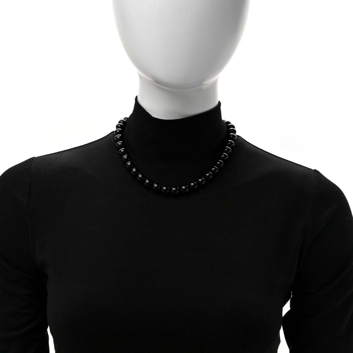 Tiffany Sterling Silver Black Onyx 10mm Bead Necklace 2 of 5