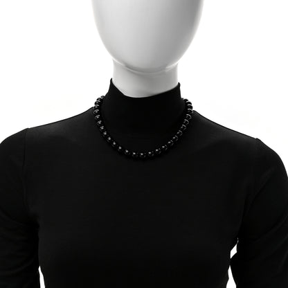 Tiffany Sterling Silver Black Onyx 10mm Bead Necklace 2 of 5