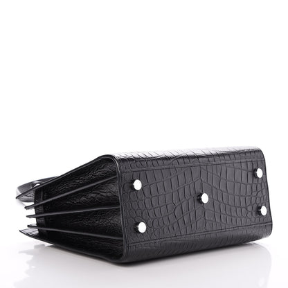 Saint Laurent Calfskin Crocodile Embossed Baby Sac de Jour Black 5 of 7