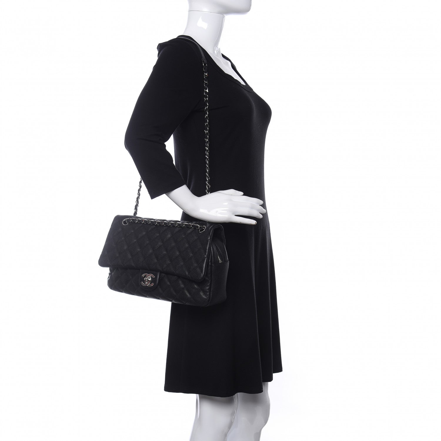 Chanel Caviar Quilted Jumbo Easy Flap Black 2 of 10