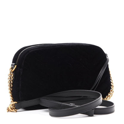 Gucci Velvet Matelasse Small GG Marmont Chain Shoulder Bag Black 3 of 10