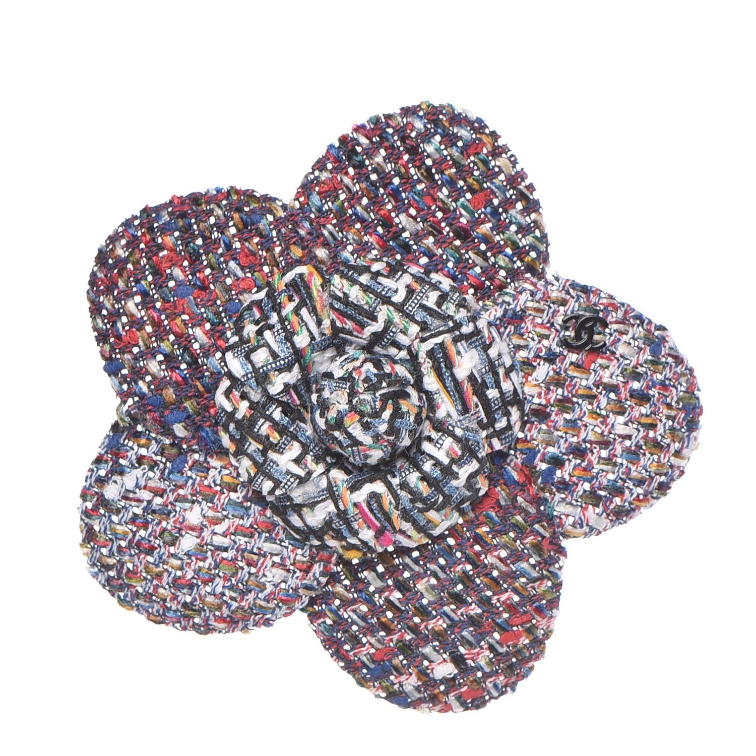 Chanel Tweed Camellia Brooch Multicolor 1 of 5