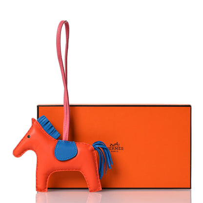 Hermes Milo Lambskin Grigri Rodeo Horse Bag Charm GM Orange Poppy Bleu Zanzibar Rose Azalee 4 of 4