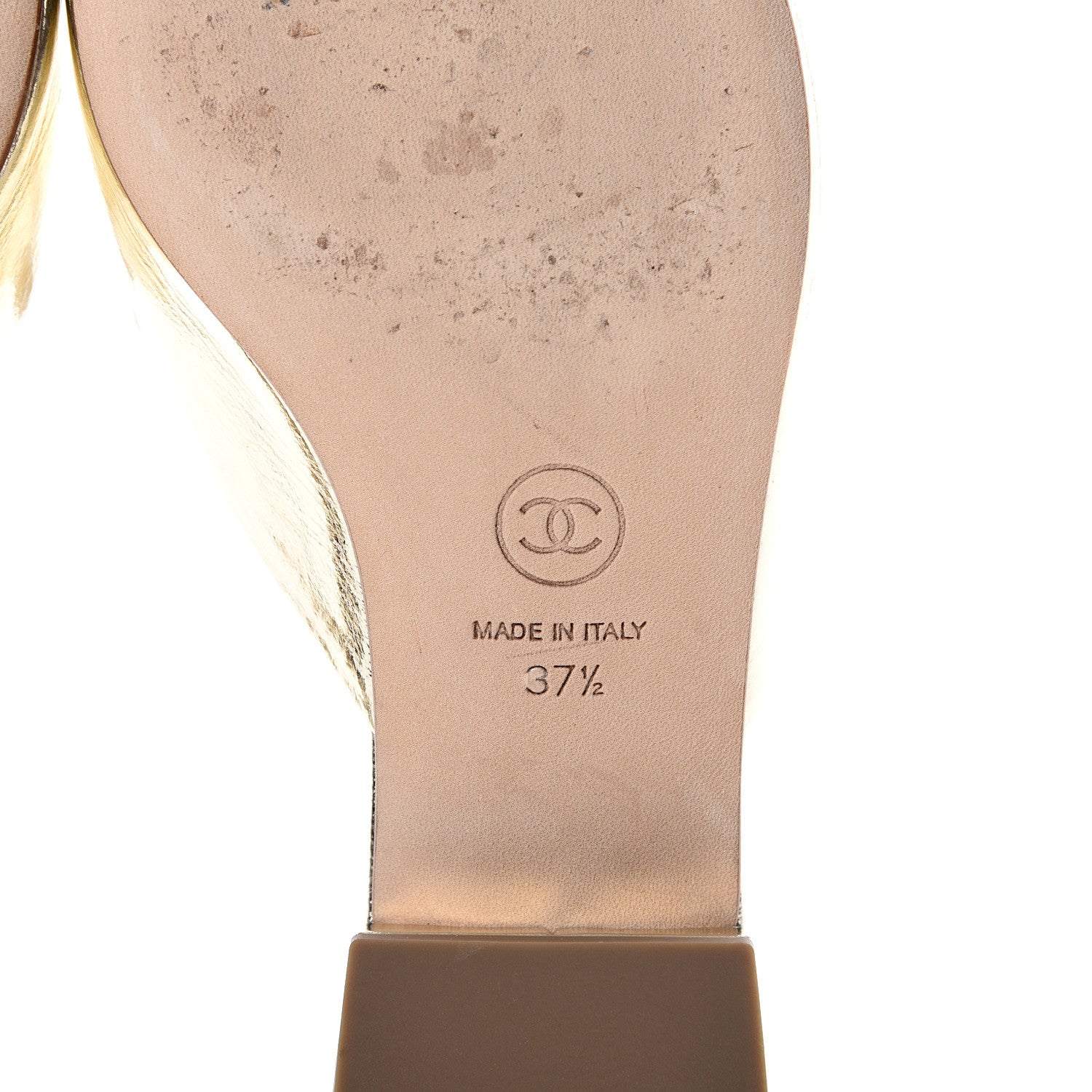 Chanel Metallic Sheepskin Mules 37.5 Gold 6 of 11