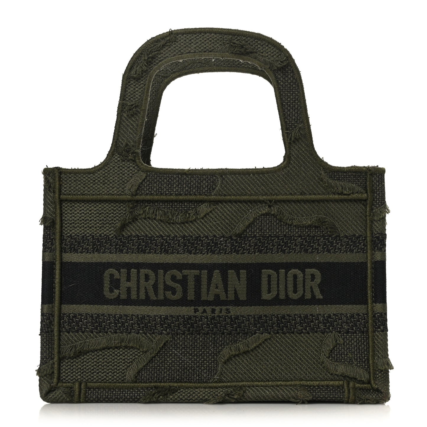 Canvas Embroidered Camouflage Mini Book Tote Green