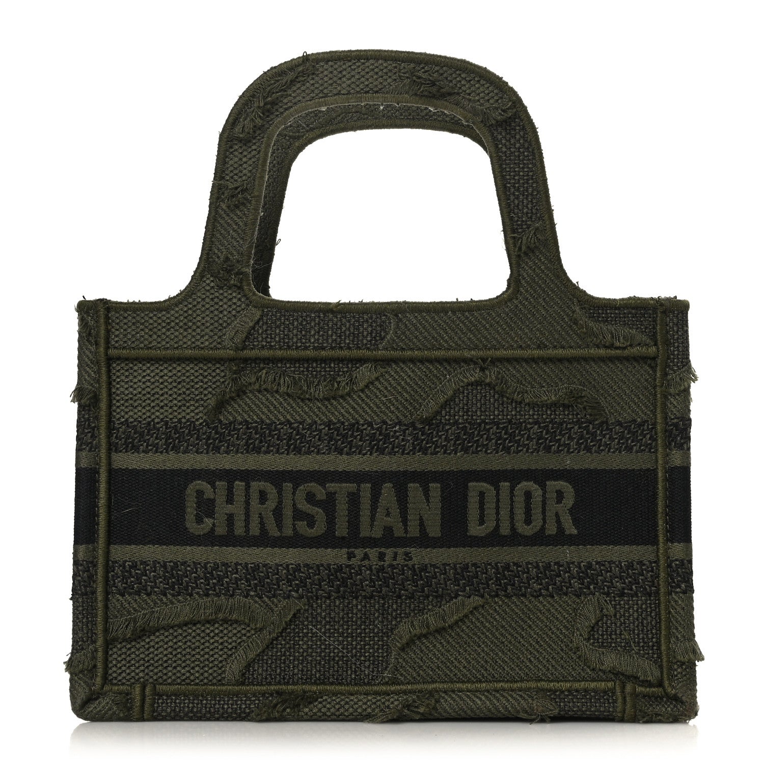 Christian Dior Canvas Embroidered Camouflage Mini Book Tote Green 1 of 8