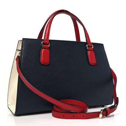 Gucci Dollar Calfskin Medium Soho Top Handle Satchel Blue Hibiscus Red Mystic White 3 of 10