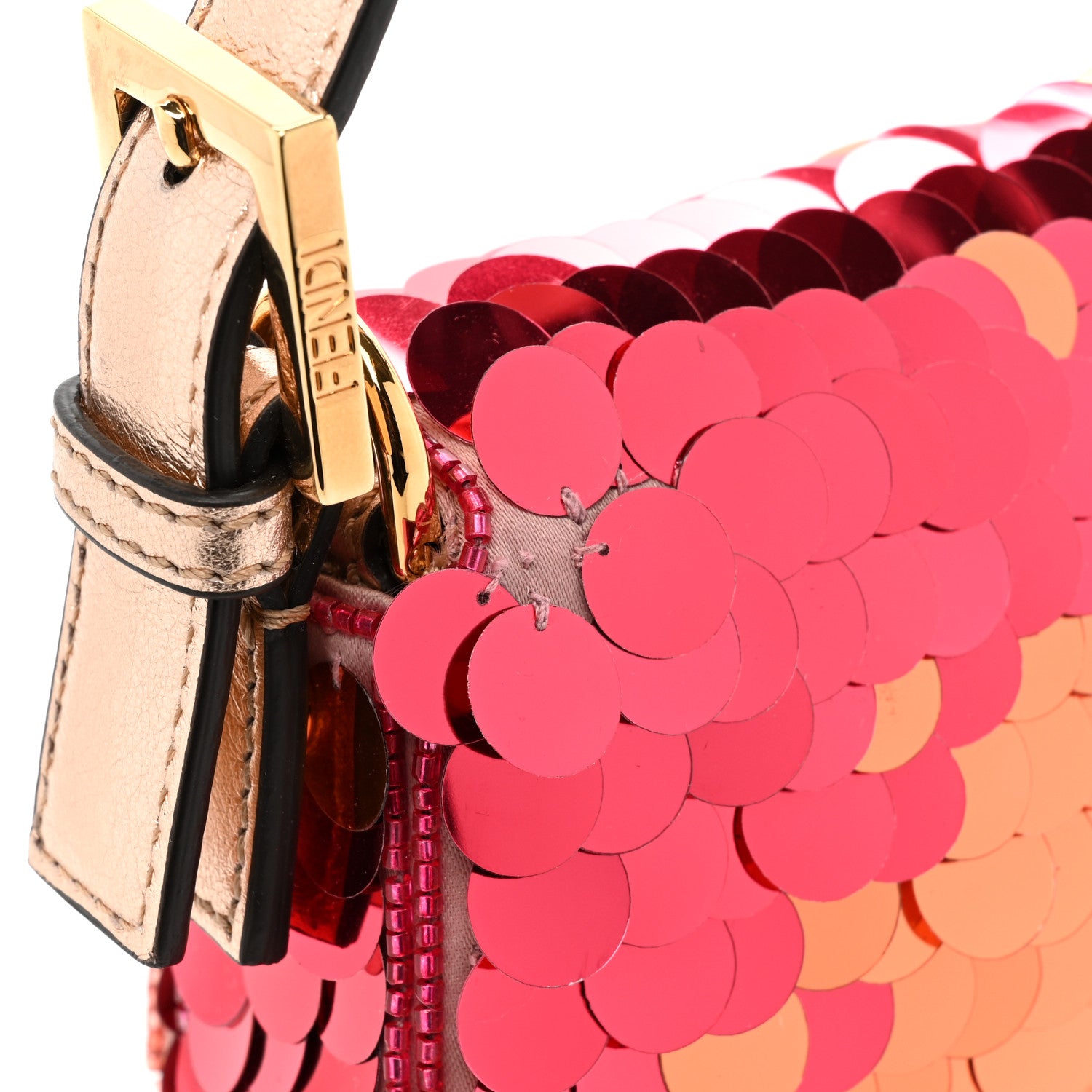Fendi Sequin Paillettes Vitello Laminato Striped Baguette 1997 Multicolor 9 of 10
