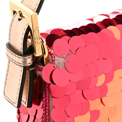 Fendi Sequin Paillettes Vitello Laminato Striped Baguette 1997 Multicolor 9 of 10