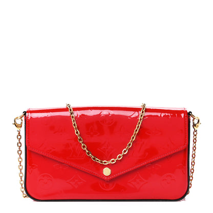 Louis Vuitton Vernis Felicie Pochette Chain Wallet Cherry 2 of 14
