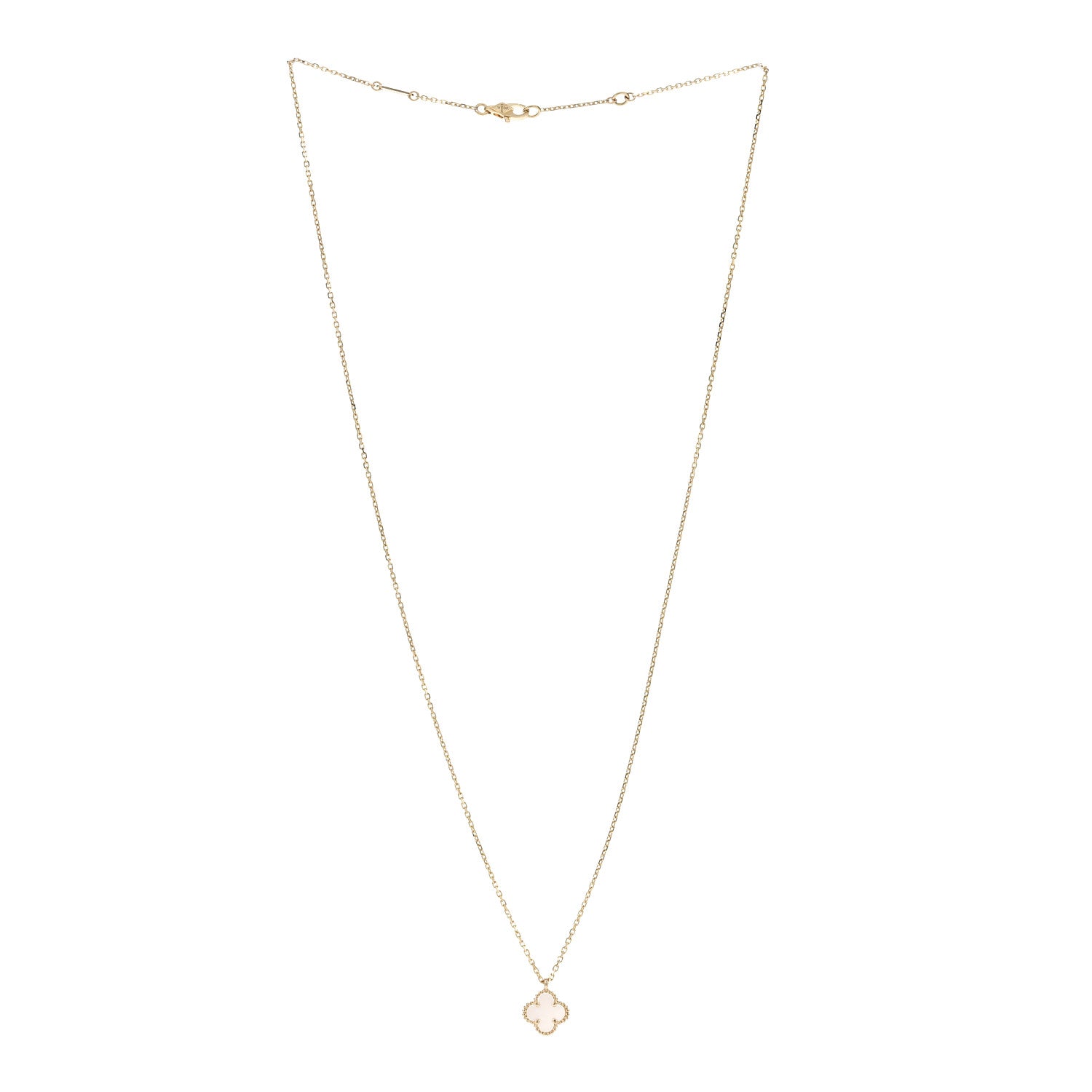 Van Cleef & Arpels 18K Yellow Gold Mother of Pearl Sweet Alhambra Pendant Necklace 3 of 6