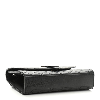 Saint Laurent Grain De Poudre Textured Mixed Matelasse Triquilt Small Monogram Satchel Black 4 of 12