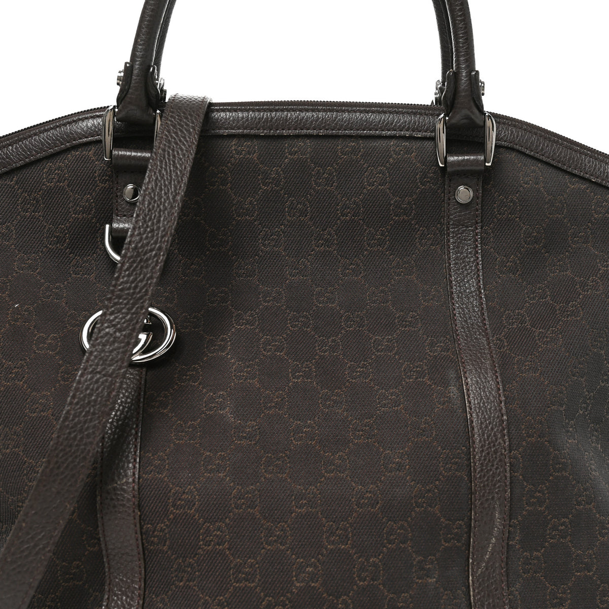 Monogram Large GG Charm Dome Satchel Dark Brown