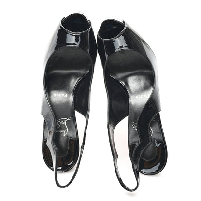 Christian Louboutin Patent Hot Chick Slingback Alta 100 Pumps 39 Black 2 of 9