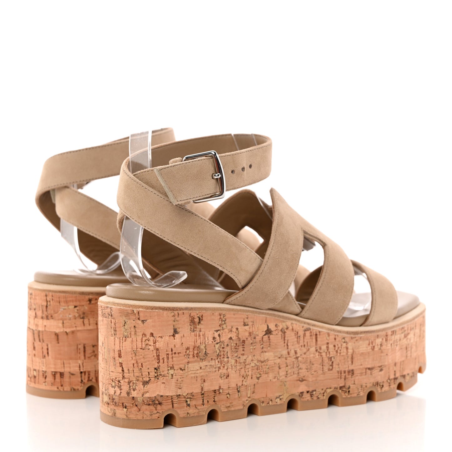 Calfskin Cork Havane 30 Sandals 35 Beige Argile
