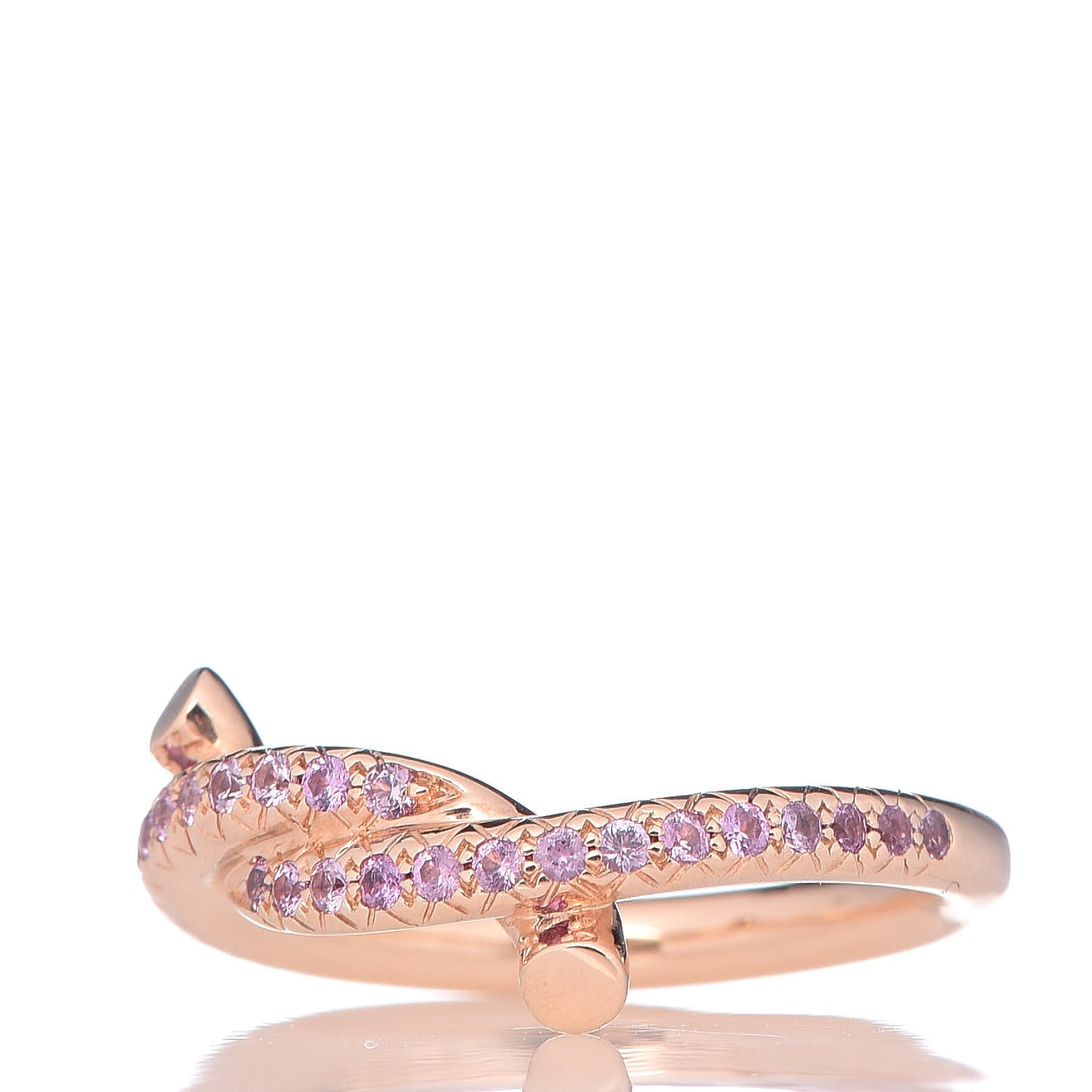 18K Pink Gold Pink Sapphire Entrelaces Ring 48 4.5