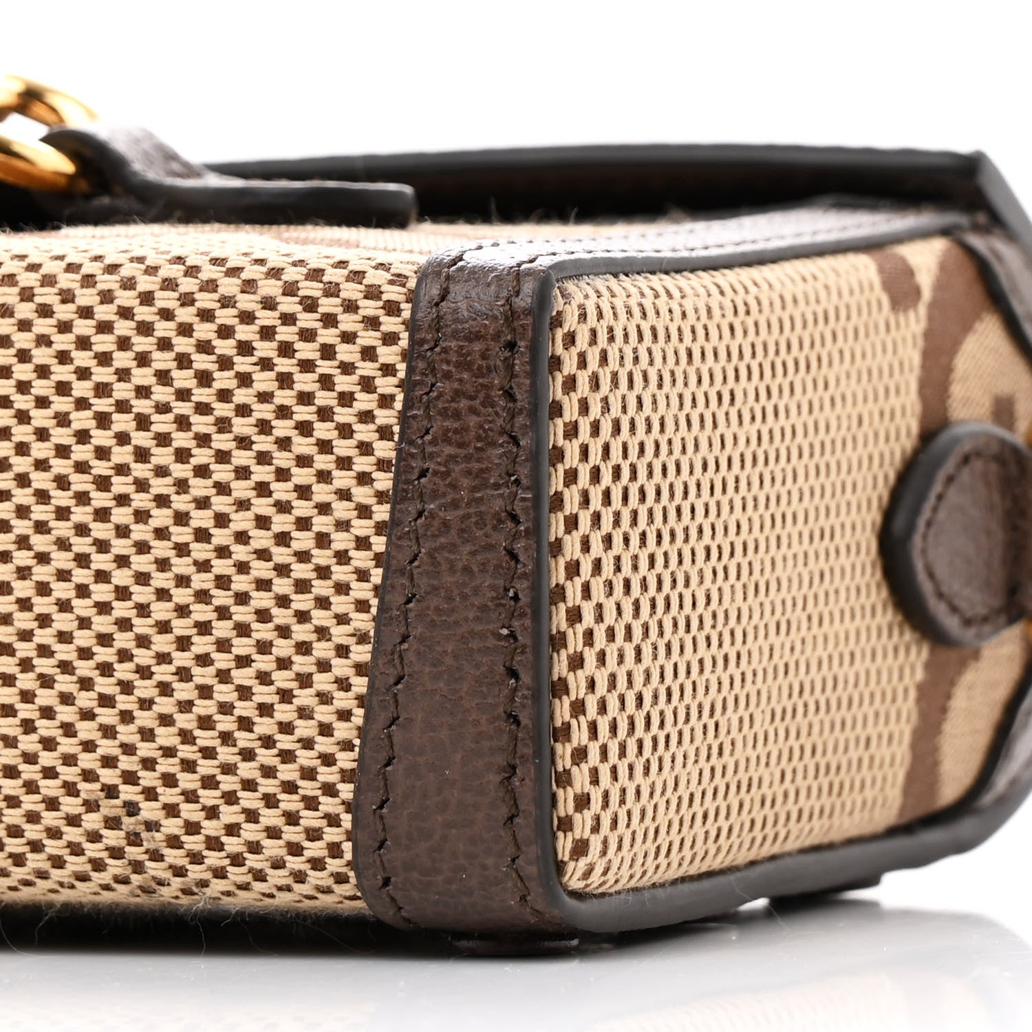 Gucci Monogram Jumbo GG Textured Dollar Calfskin Mini Horsebit 1955 Shoulder Bag Camel Ebony New Acero 10 of 10