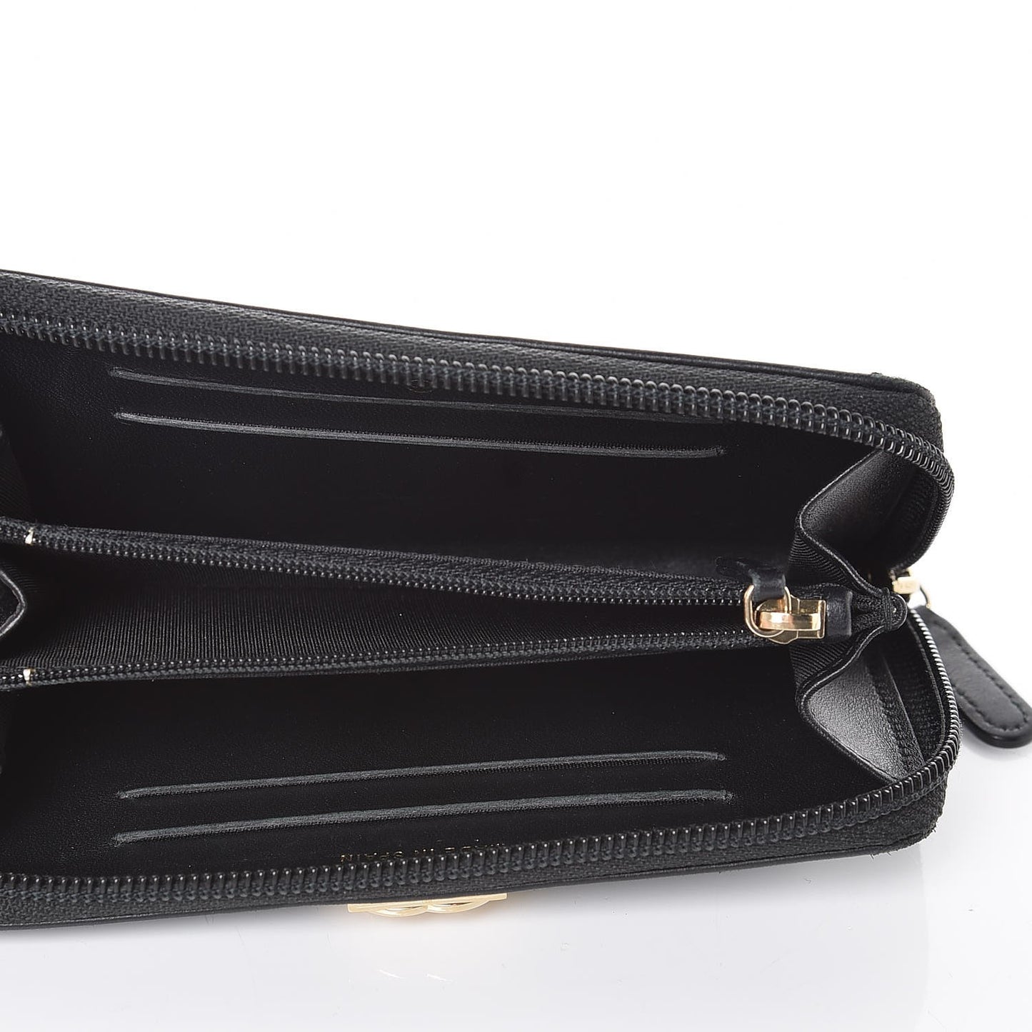 Lambskin Quilted Small Boy Zip Around Wallet Black