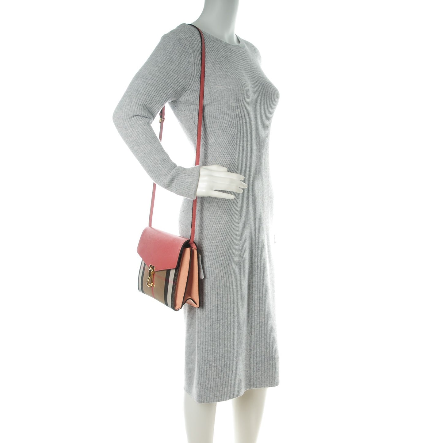 Derby Calfskin House Check Small Macken Crossbody Bag Copper Pink