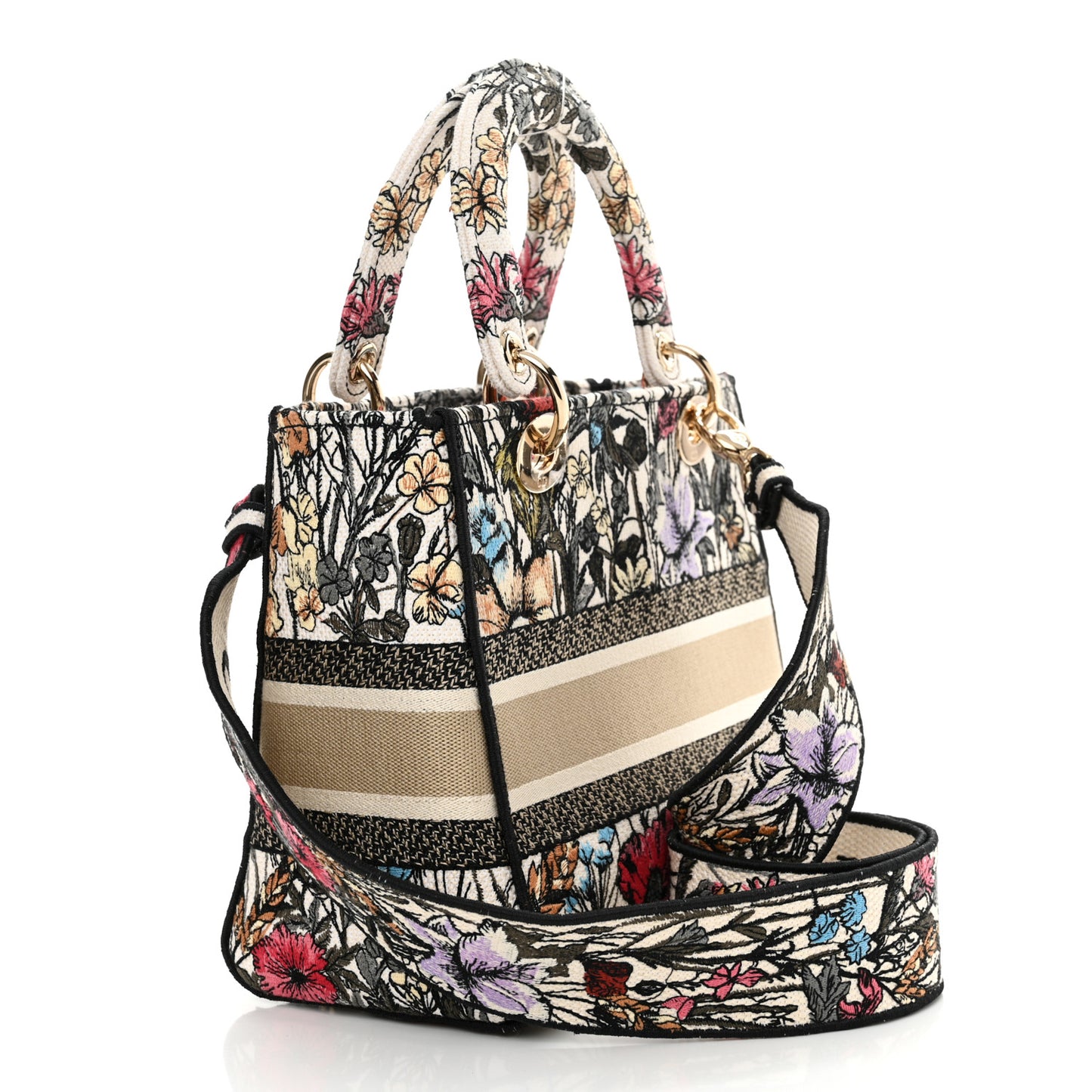 Canvas Embroidered Mille Fleurs Medium Lady D-Lite Multicolor