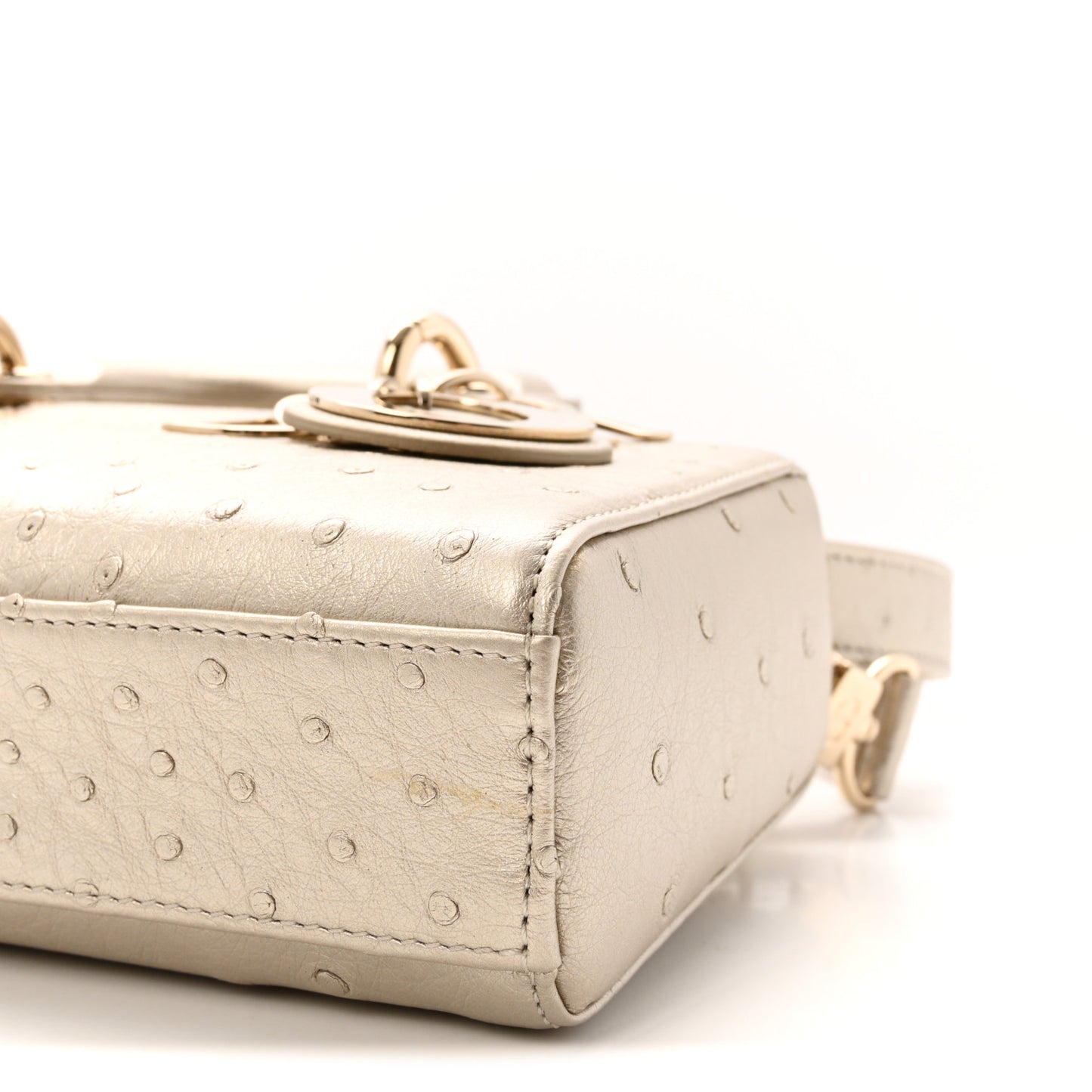 Metallic Ostrich Small Lady D-Joy Champagne