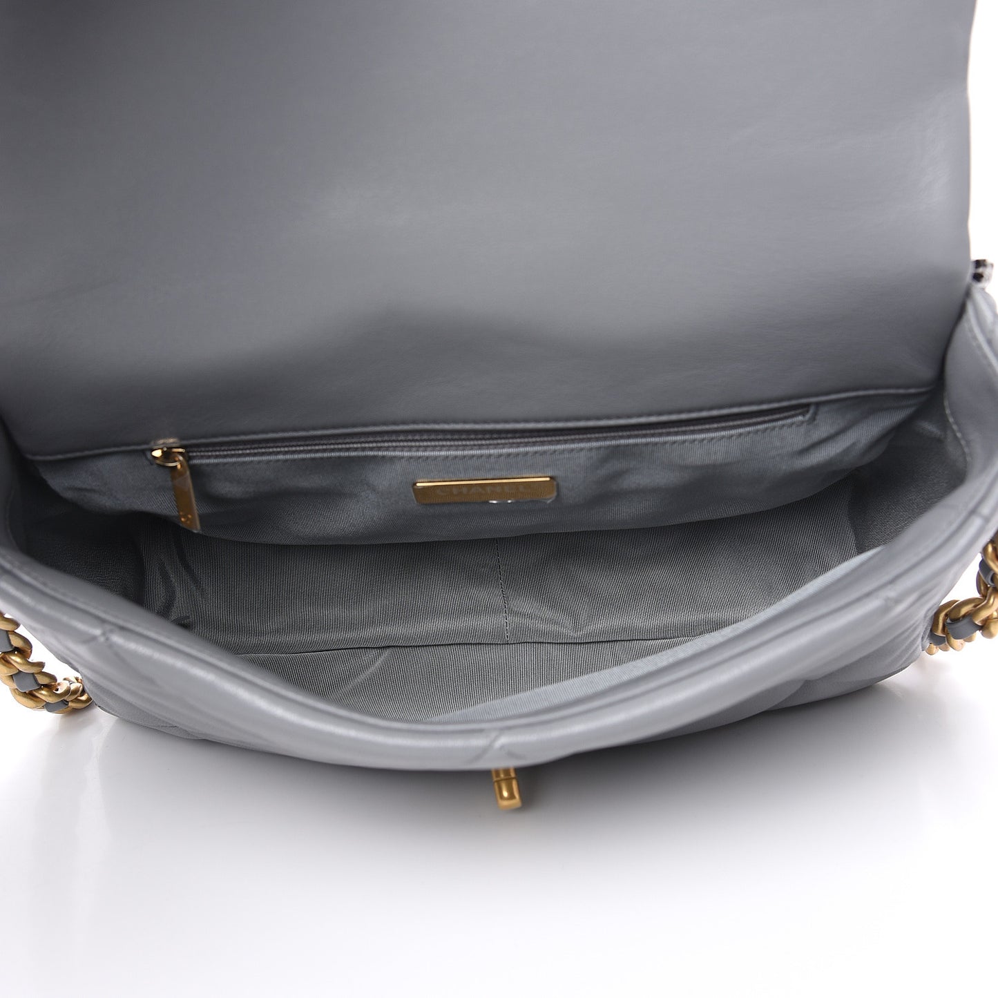 Lambskin Quilted Large 19 Flap Grey