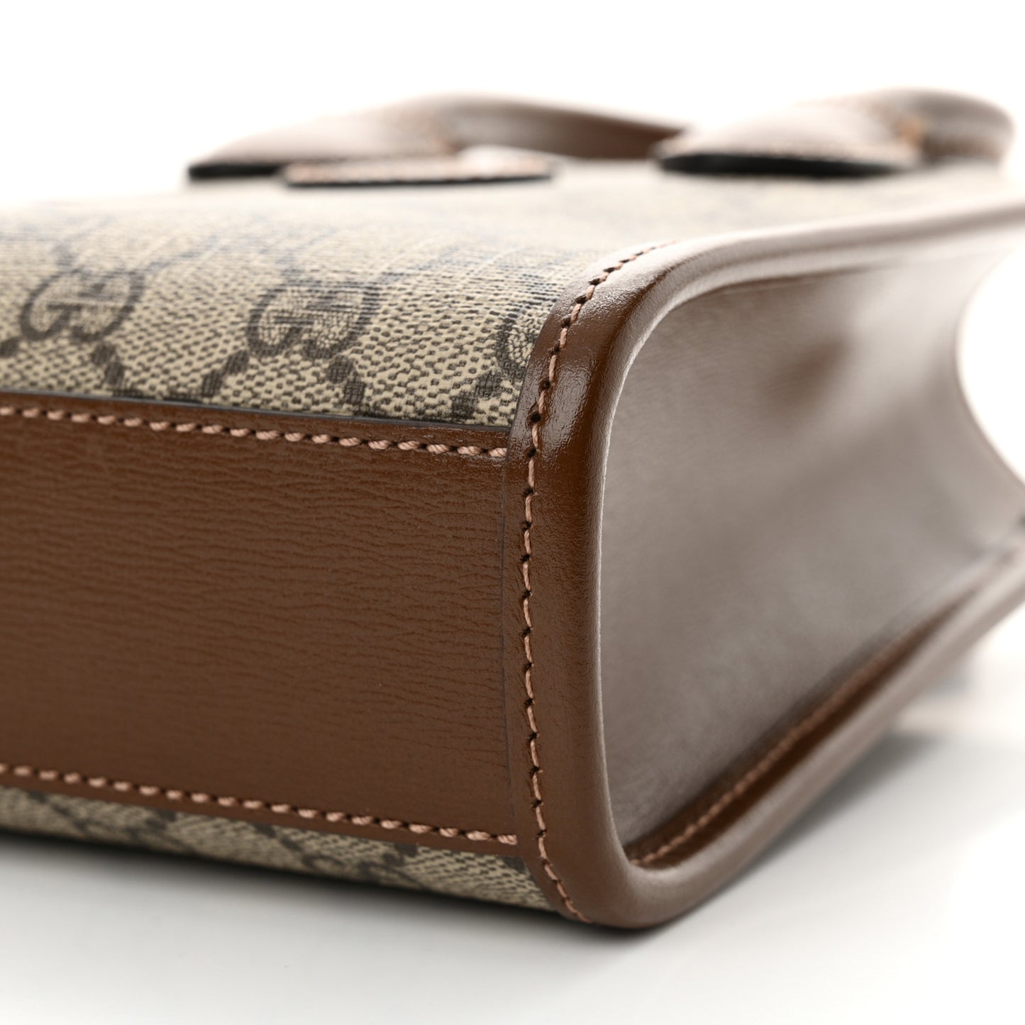 GG Supreme Monogram Azalea Calfskin Mini Retro Interlocking G Tote Bag Beige Ebony Brown Sugar