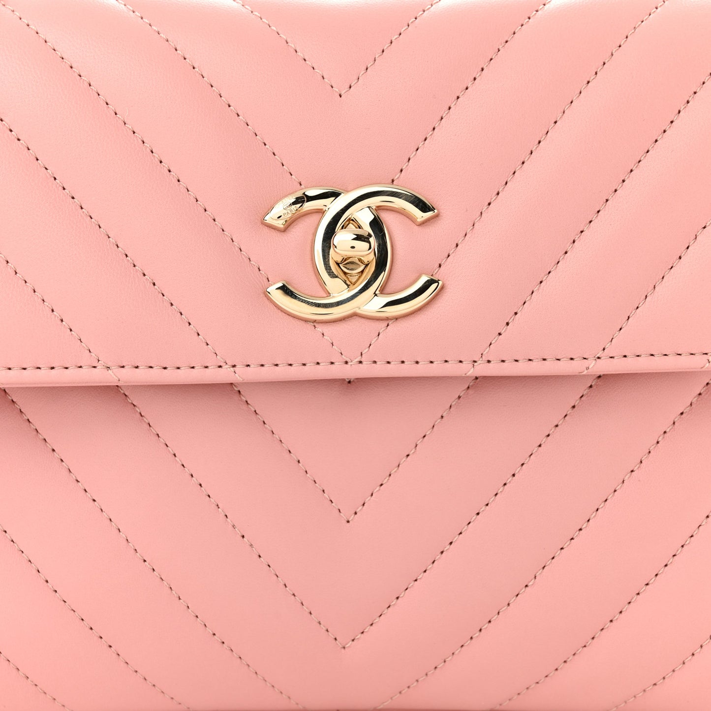 Lambskin Chevron Quilted Small Trendy CC Dual Handle Flap Bag Light Pink