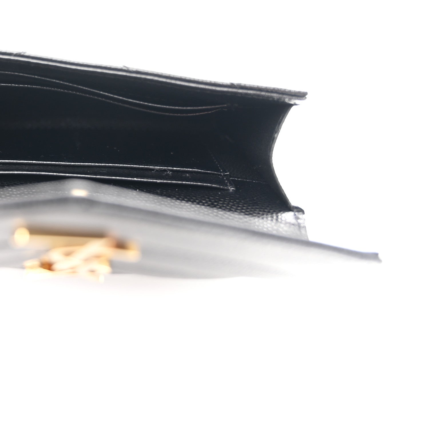 Saint Laurent Grain De Poudre Matelasse Chevron Small Monogram Envelope Wallet Black 5 of 8