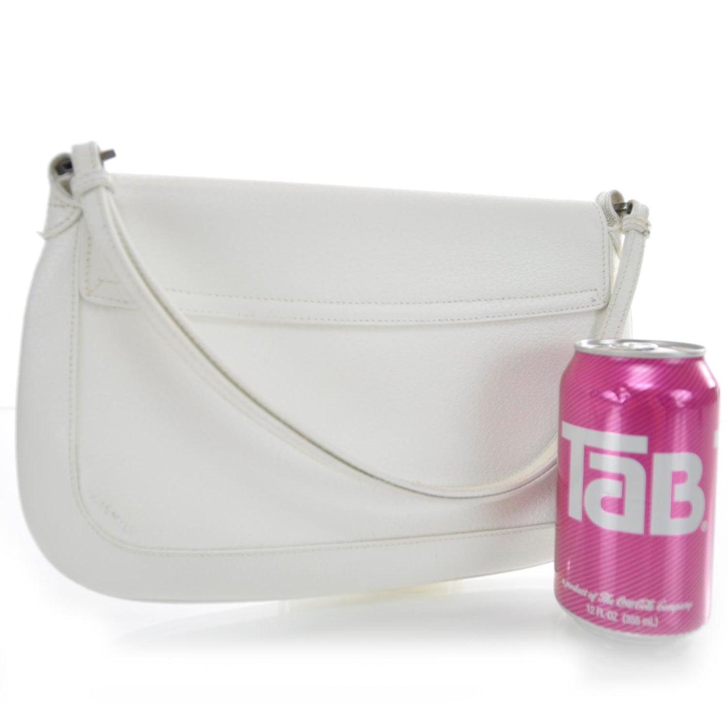 Leather Flap Bag White