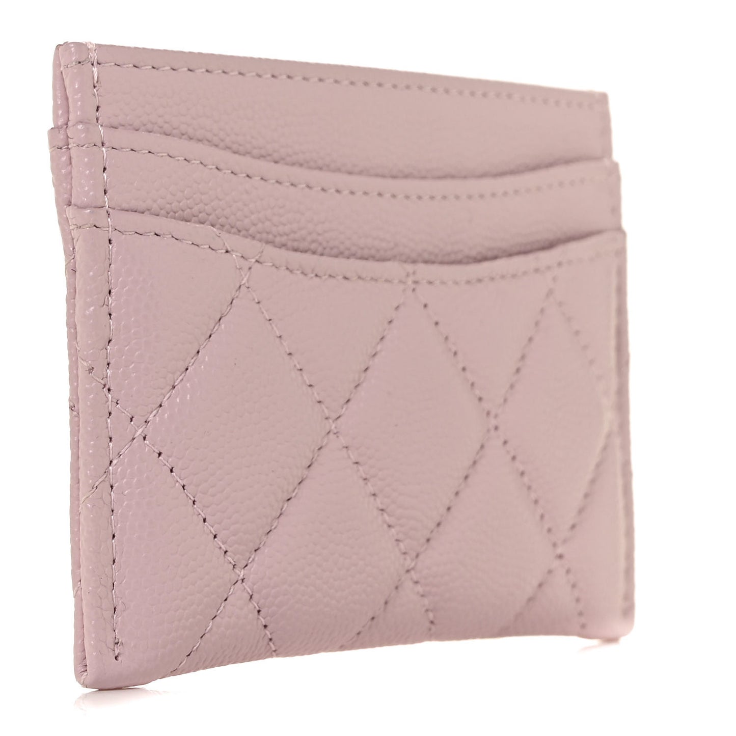 Caviar Quilted Card Holder Light Pink