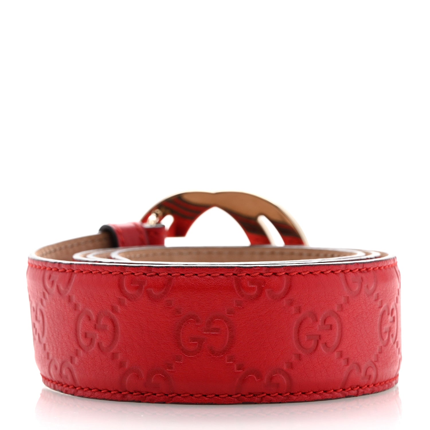 Gucci Guccissima Signature Interlocking G 40mm Belt 90 36 Hibiscus Red 2 of 7